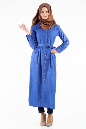 Neva Style -Sax Blue Hijab Dress 4049SX - 1