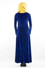 Neva Style - Sax Blue Hijab Dress 7058SX - Thumbnail