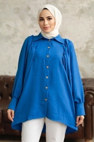Neva Style - Sax Blue Hijab For Women Tunic 1136SX - Thumbnail