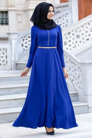 Neva Style - Sax Blue Hijab Suit 3025SX - 1