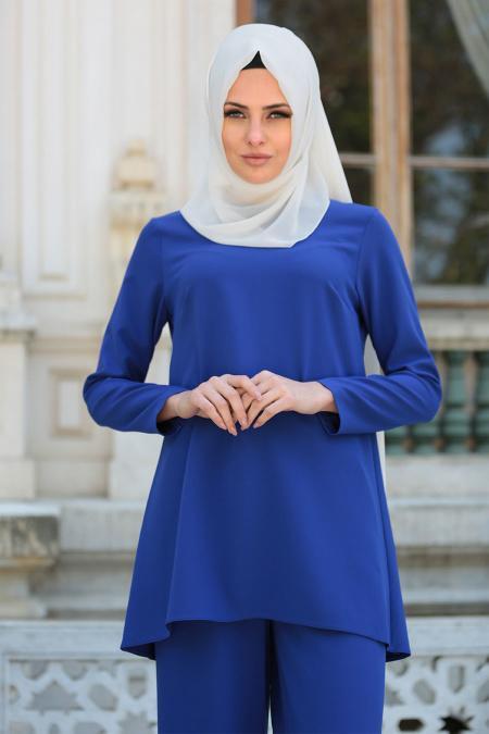İkili Sax Mavisi Tunik / Pantolon Takım 52460SX - 2