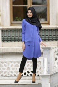 Neva Style - Sax Blue Hijab Tunic 246SX - Thumbnail