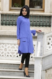 Neva Style - Sax Blue Hijab Tunic 246SX - Thumbnail