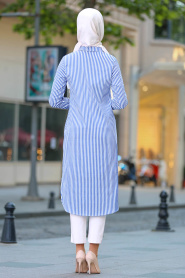 Neva Style - Sax Blue Hijab Tunic 2901SX - Thumbnail