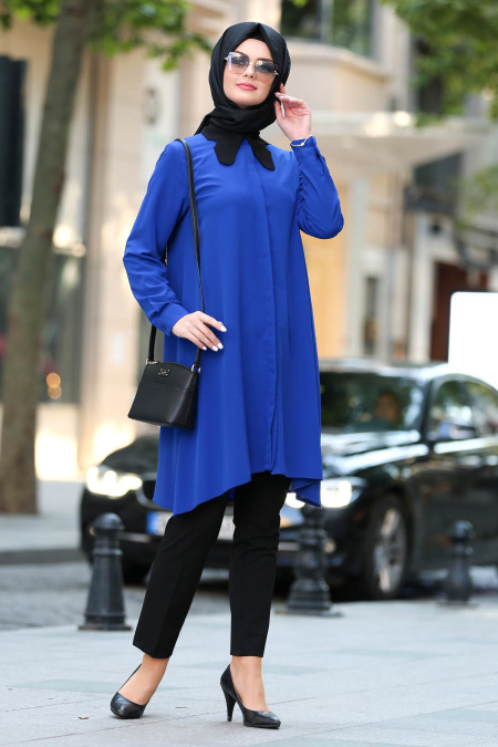 Neva Style - Sax Blue Hijab Tunic 5069SX