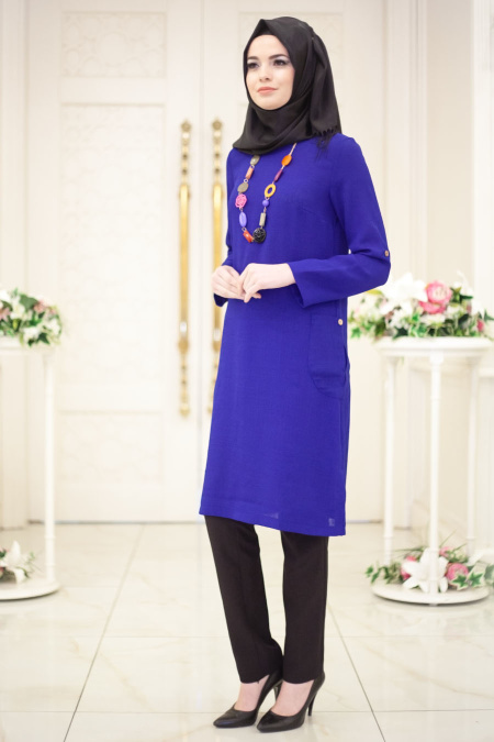 Neva Style - Sax Blue Hijab Tunic 5081SX