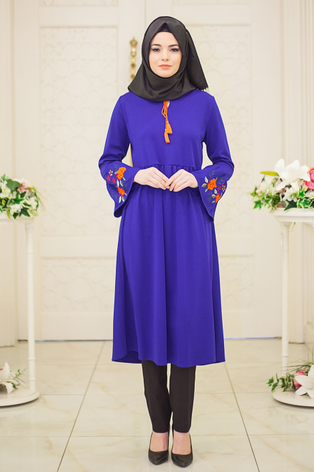 Neva Style - Sax Blue Hijab Tunic 52110SX