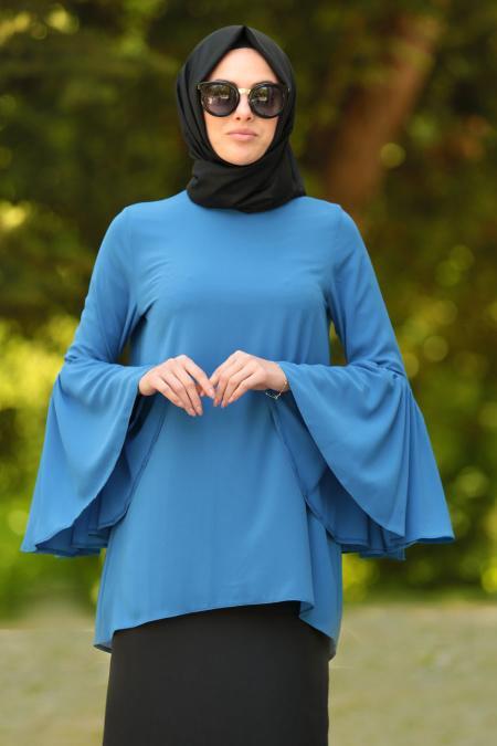 Neva Style - Sax Blue Hijab Tunic 52430SX - 2