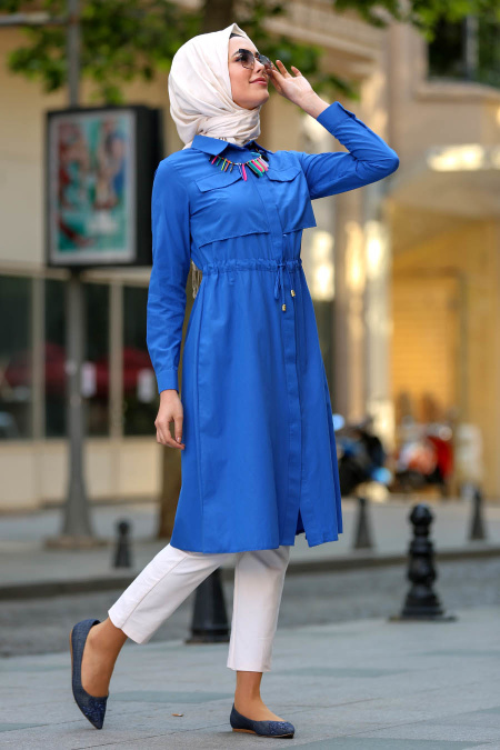 Neva Style - Sax Blue Hijab Tunic 6150SX