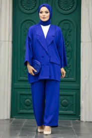 Neva Style - Sax Blue Hijab Turkish Dual Suit 5927SX - Thumbnail