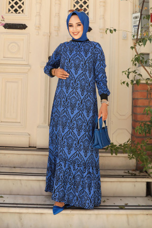 Sax Blue Islamic Clothing Dress 2297SX - 2