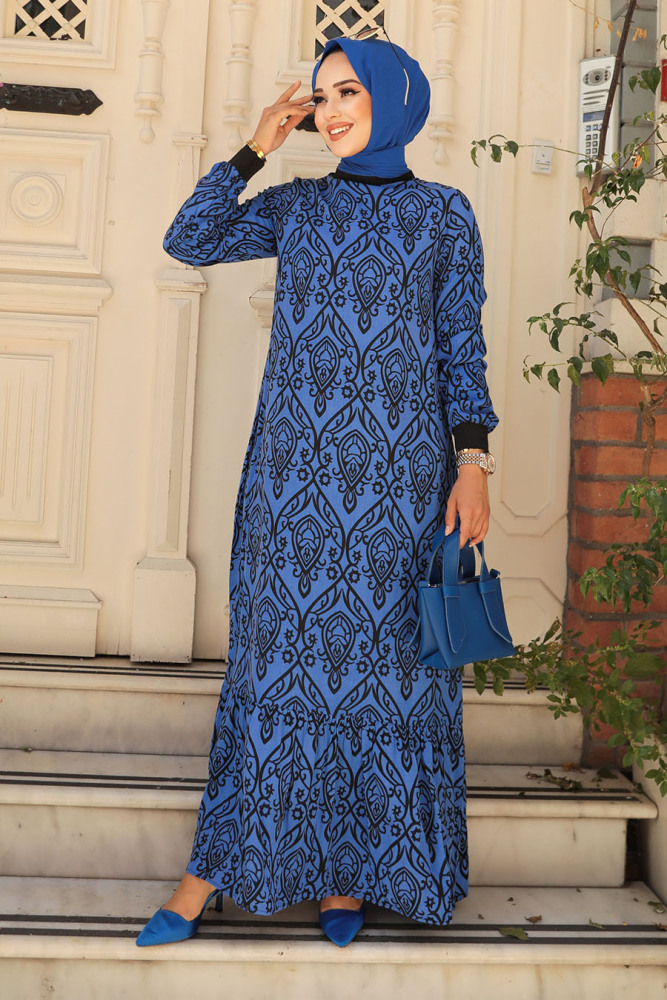 Sax Blue Islamic Clothing Dress 2297SX - 1