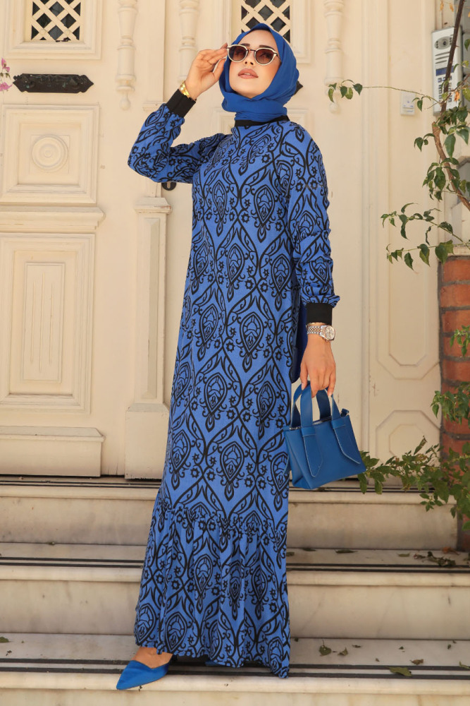 Sax Blue Islamic Clothing Dress 2297SX - 3