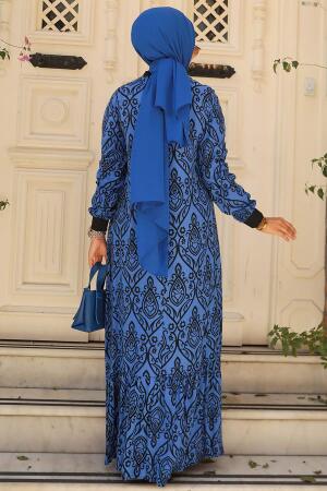 Sax Blue Islamic Clothing Dress 2297SX - 4