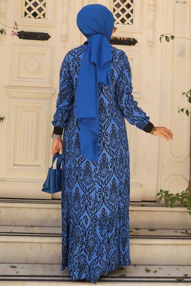 Sax Blue Islamic Clothing Dress 2297SX - 4