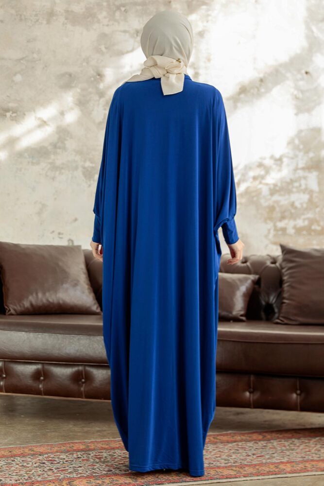 Sax Blue Islamic Clothing Turkish Abaya 17410SX - 3