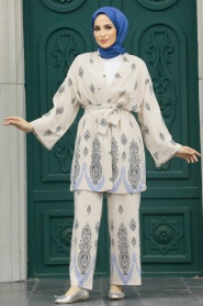 Neva Style - Sax Blue Islamic Clothing Dual Suit 3212SX - Thumbnail