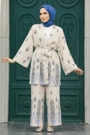 Neva Style - Sax Blue Islamic Clothing Dual Suit 3212SX - Thumbnail