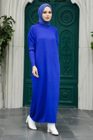 Neva Style - Sax Blue Knitwear Modest Dress 20161SX - Thumbnail
