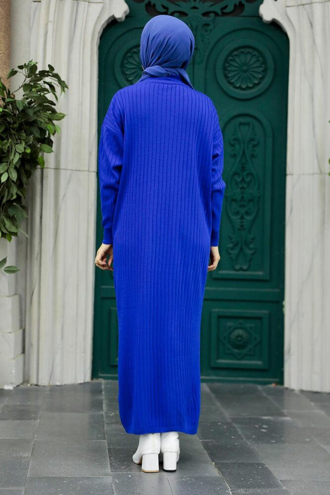 Neva Style - Sax Blue Knitwear Modest Dress 20161SX - 3