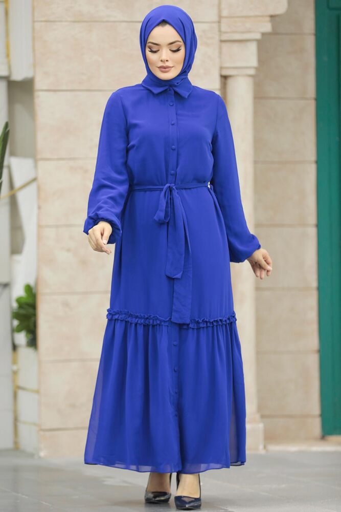 Sax Blue Long Dress 12443SX - 1