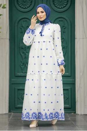Sax Blue Long Dress 1381SX - 3