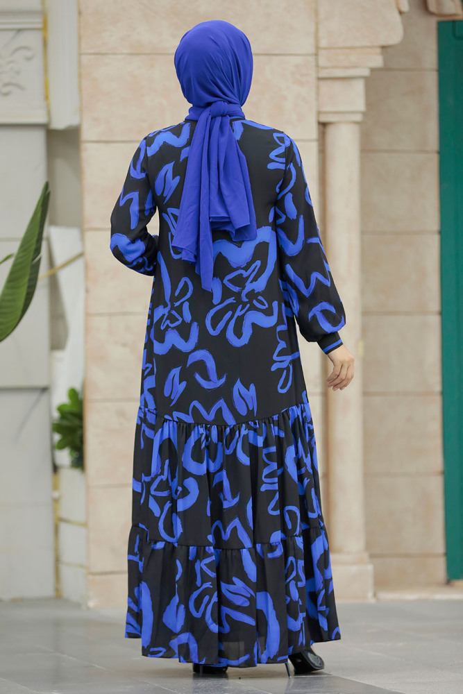 Sax Blue Long Sleeve Dress 12437SX - 3