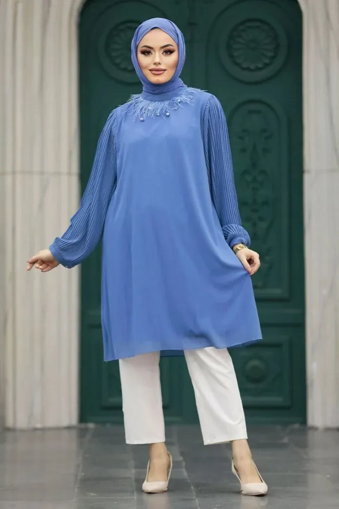 Neva Style - Sax Blue Modest Tops 24032SX - NEVA STYLE