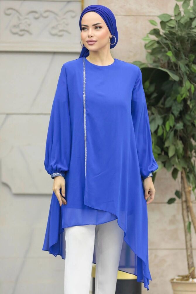 Neva Style - Sax Blue Modest Tunic 24030SX - NEVA STYLE