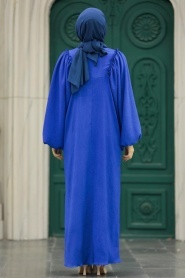 Neva Style - Sax Blue Muslim Dress 5887SX - Thumbnail