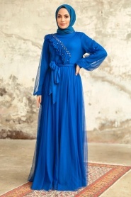 Neva Style - Sax Blue Tukish Modest Bridesmaid Dress 25841SX - Thumbnail