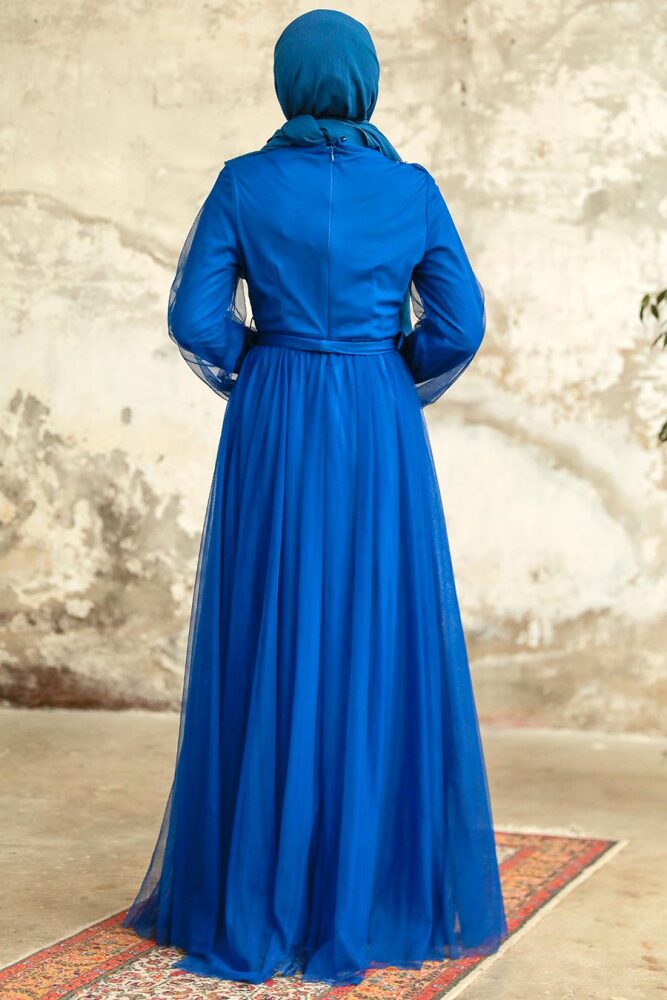 Neva Style - Sax Blue Tukish Modest Bridesmaid Dress 25841SX - 3
