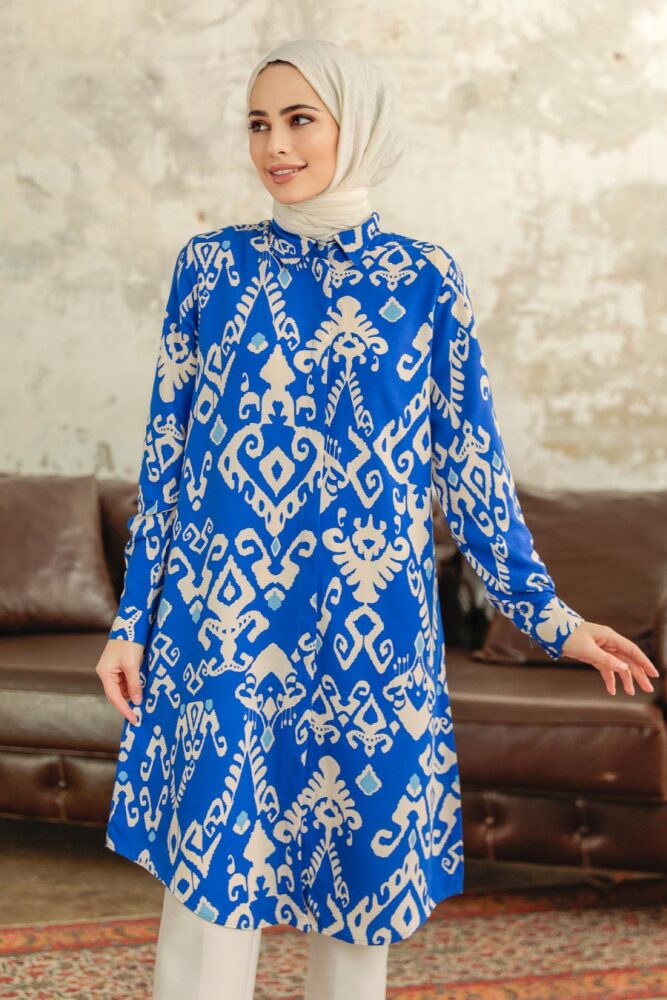 Neva Style - Sax Blue Women Tunic 11627SX - 2