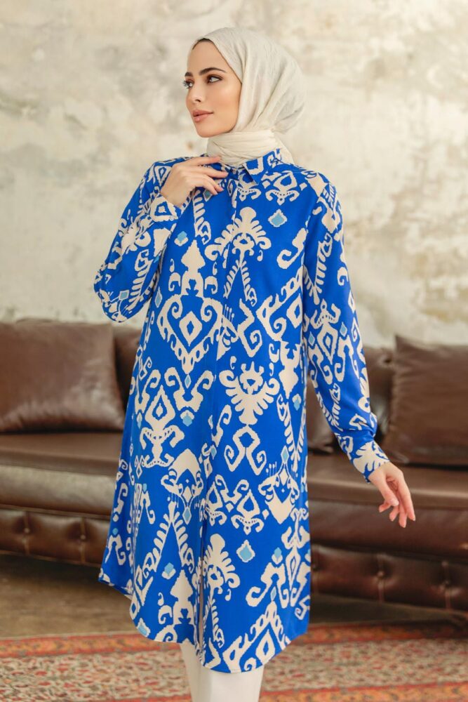 Neva Style - Sax Blue Women Tunic 11627SX - 3