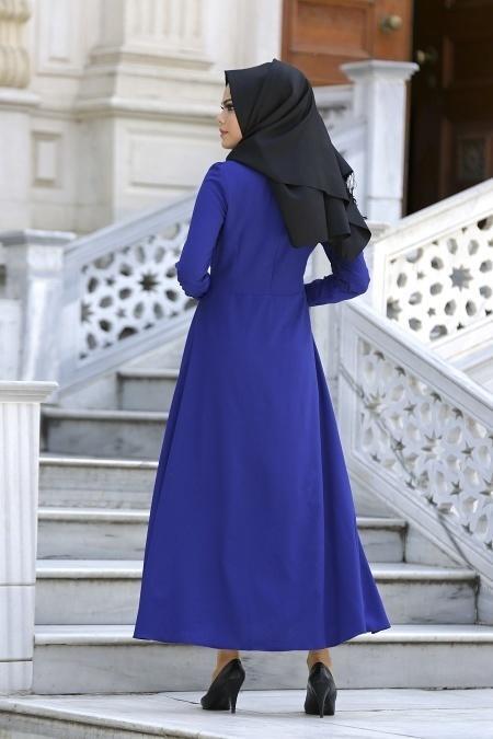 Neva Style - Sax Mavisi Elbise - 3