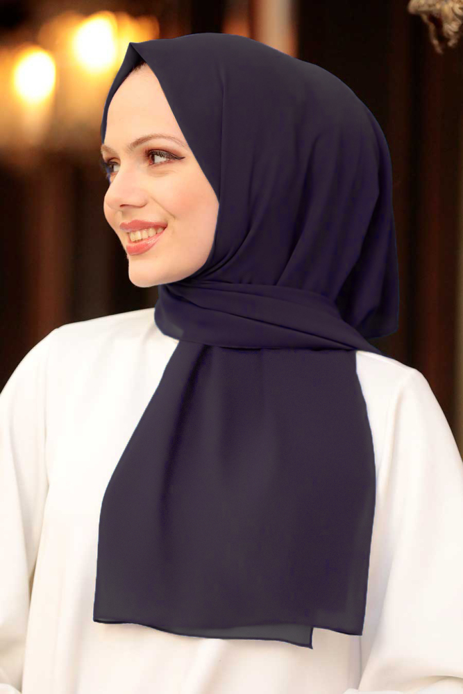 Neva Style - Şifon Koyu Mor Şal 7475KMOR - NEVA STYLE SALLAR