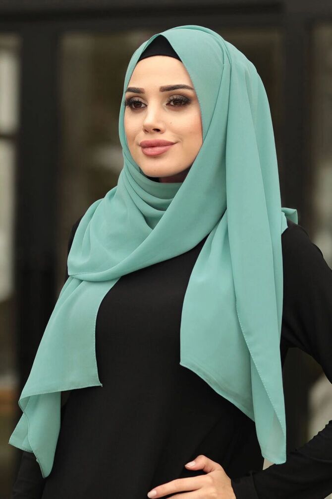  Şifon Mint Şal 7475MINT - NEVA STYLE SALLAR