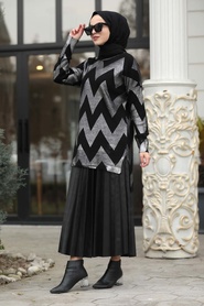 Neva Style - silver Hijab Knitwear Tunic 4440GMS - Thumbnail