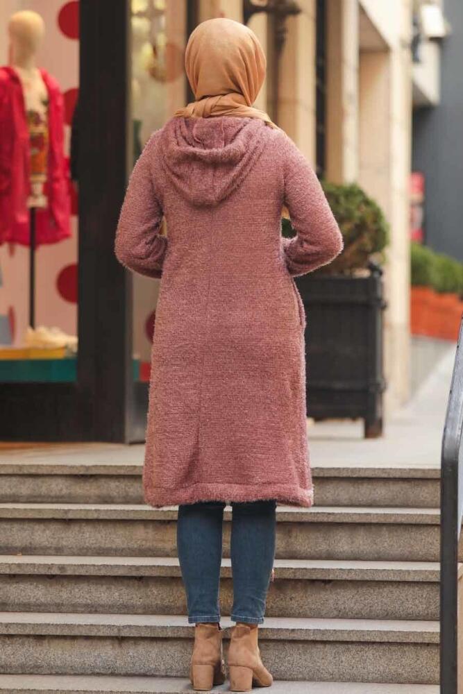 Neva Style - Simli Sakallı Örme Gül Kurusu Tesettür Tunik 5969GK - 2