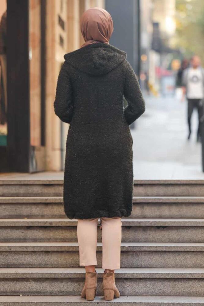 Neva Style - Simli Sakallı Örme Haki Tesettür Tunik 5969HK - 3