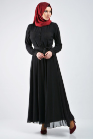 Neva Style - Siyah Elbise - Thumbnail
