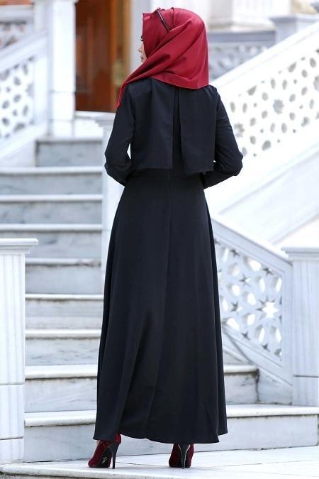 Neva Style - Siyah Tesettür Elbise 4023S - 3