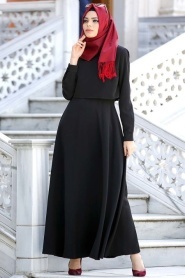 Neva Style - Siyah Tesettür Elbise 4023S - Thumbnail