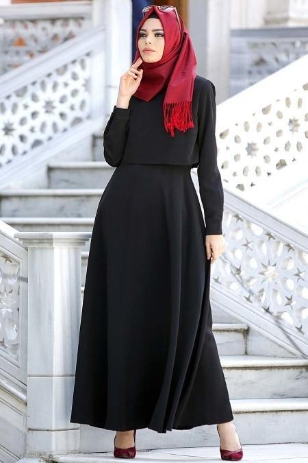 Neva Style - Siyah Tesettür Elbise 4023S - 2