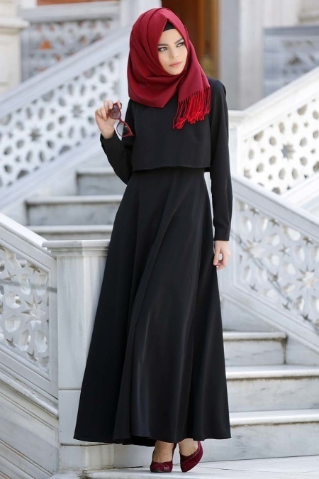 Neva Style - Siyah Tesettür Elbise 4023S
