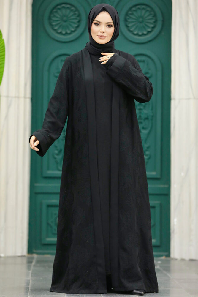 Neva Style - Siyah Tesettür Abaya 32171S - 4