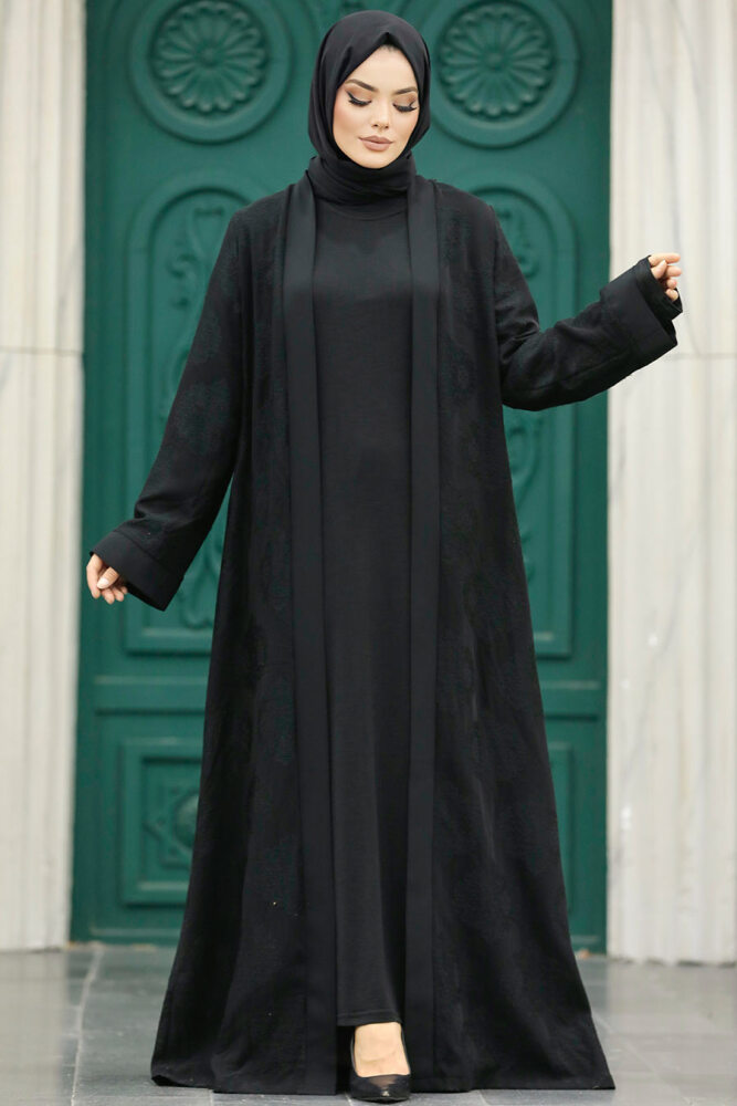 Neva Style - Siyah Tesettür Abaya 32171S - 1