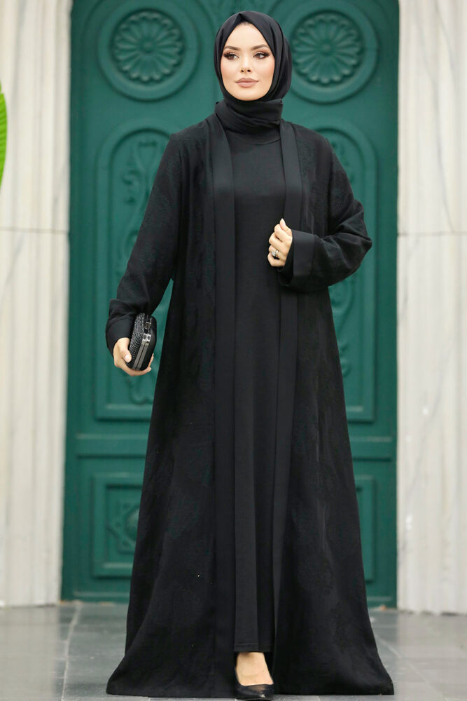 Neva Style - Siyah Tesettür Abaya 32171S - 2