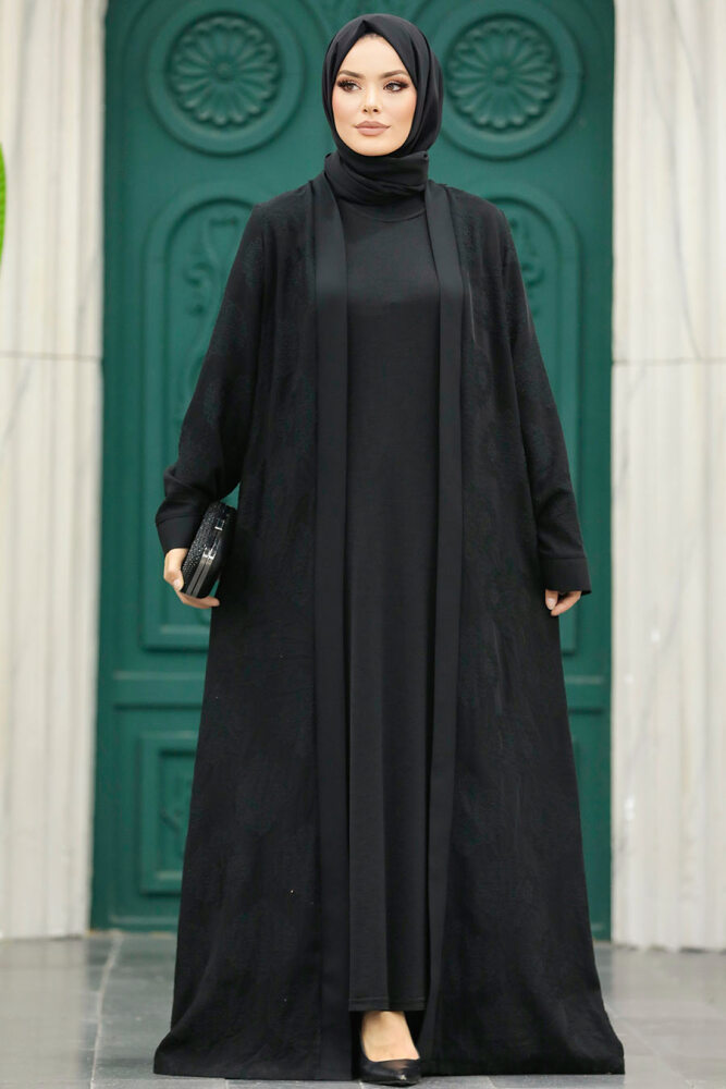 Neva Style - Siyah Tesettür Abaya 32171S - 3