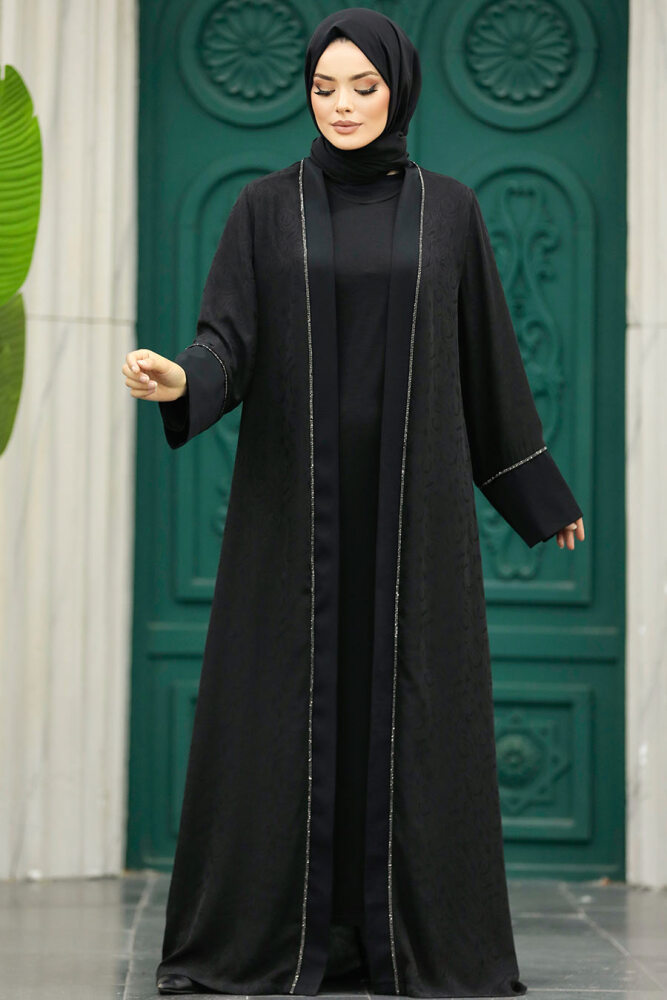 Neva Style - Siyah Tesettür Abaya 32261S - 3